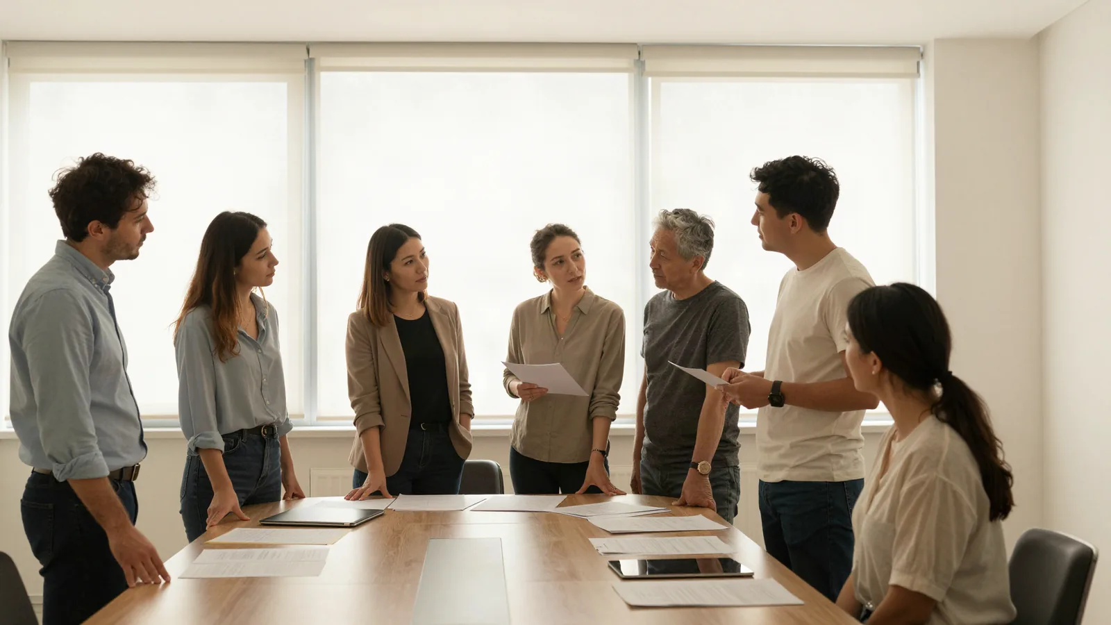 Une équipe en formation autour d’une table de travail